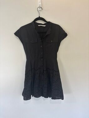 Zara Eyelet Button Front Mini Dress